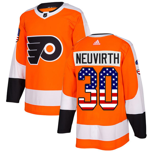 Adidas Flyers #30 Michal Neuvirth Orange Home Authentic USA Flag Stitched NHL Jersey - Click Image to Close